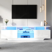Mobile TV bianco 160 cm con LED, 2 armadietti e 8 ripiani