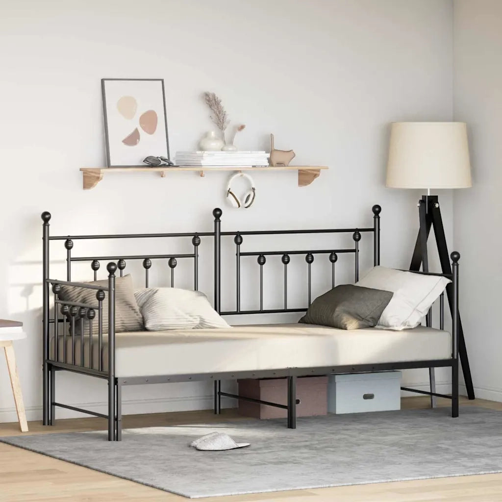 Struttura per letto di giorno Nero 75 x 190 cm Acciaio 42002663