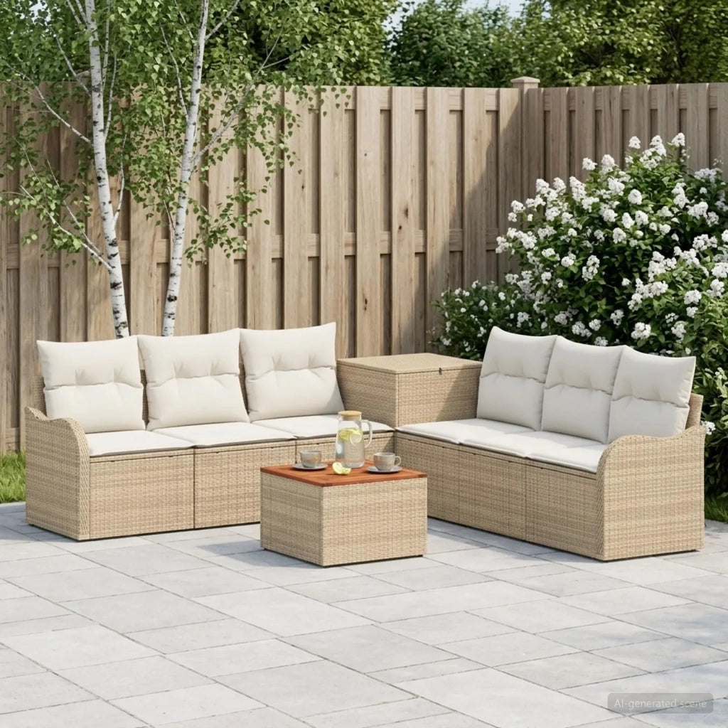 Set di divani 8 pz Beige e Bianco Crema 3448072
