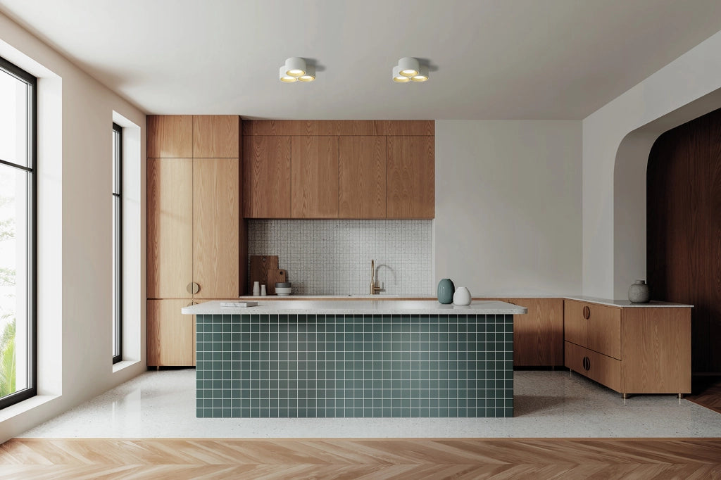 NASSO lampada da Soffitto 3 Luci attacco GX53 Tonda ottone in gesso e alluminio