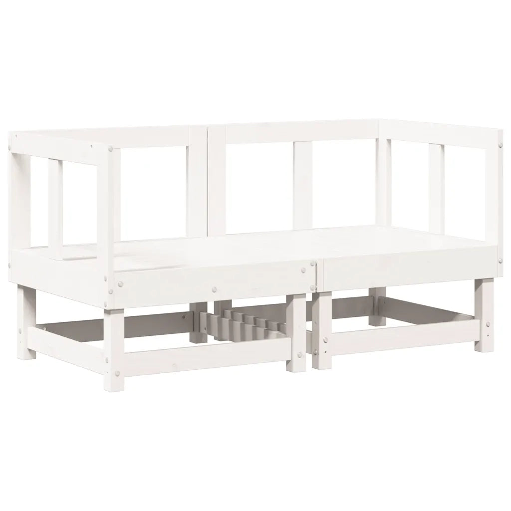 Divano componibile-Divani Angolari con Cuscini 2 pz Legno Massello di Pino Bianco 625668