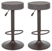 Set 2 Sgabelli Regolabile 35x35x64/85 cm Piper in Ecopelle Grigio Scuro Vintage