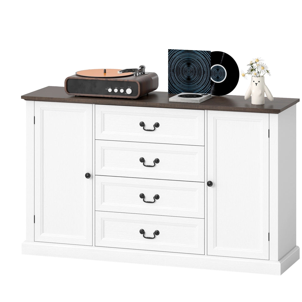 Credenza da Cucina Bianca con Cassetti ¨C Zephmum ¨C 147x40x87