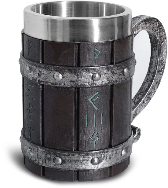 Pul Bier 550 ml - Materiale in Acciaio Inossidabile - Design Runico Viking - Ideale per il Papà - Manufatto di Alta Qualità - Calice per Birra