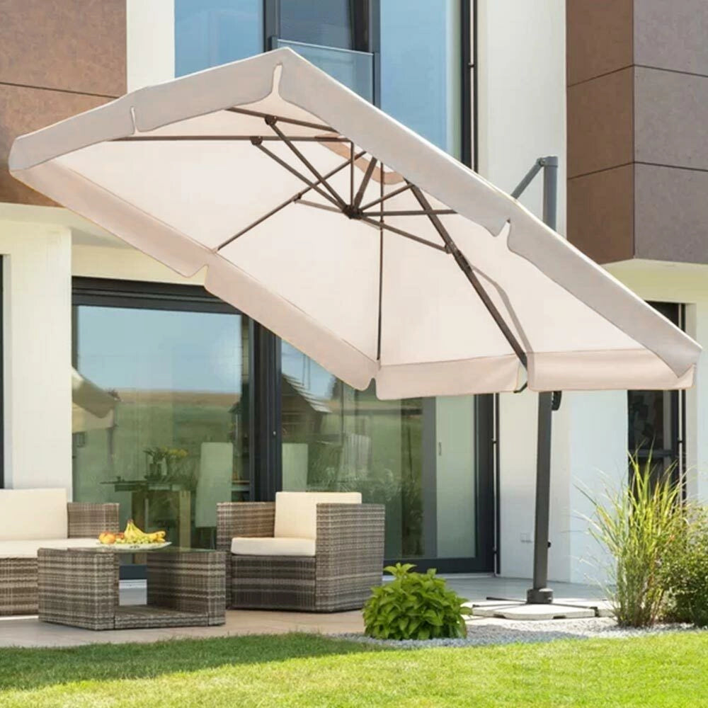 Ombrellone Giardino Decentrato Roma Flap 3x4 Alluminio Inclinabile Girevole Ecru