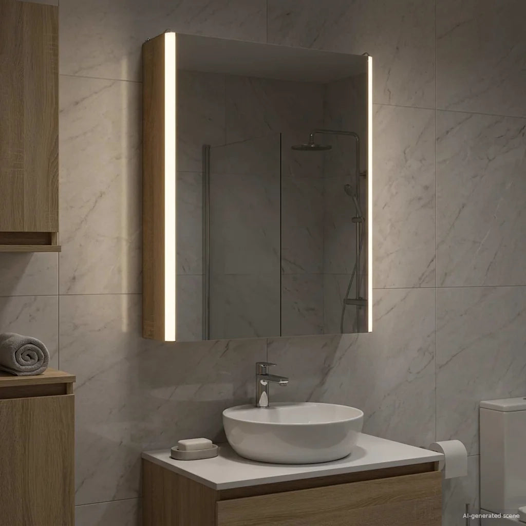 Mobiletto per specchio da bagno Rovere Sonoma