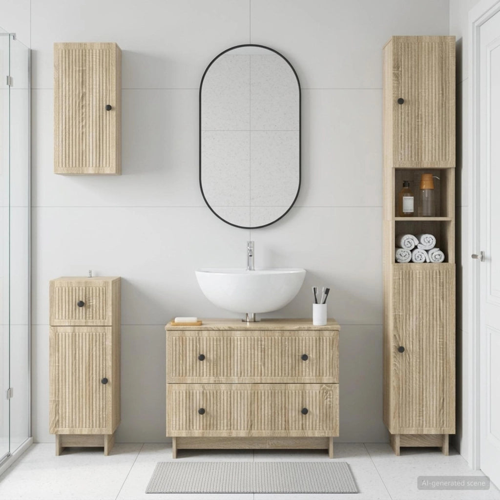 Set di Mobili da Bagno da 4 Pezzi EDE Rovere Sonoma 3417902