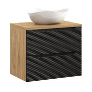Set mobili bagno 70 cm con piano e lavabo da appoggio Cloud Ocean Black 70 x 1401 x 46 cm