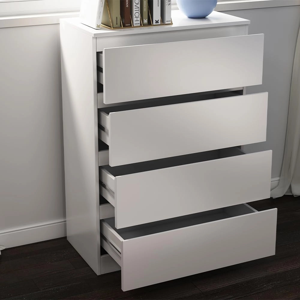 Cassettiera Calisto, Bianco, 70 x 102 cm, per riporre abiti e oggetti di uso quotidiano