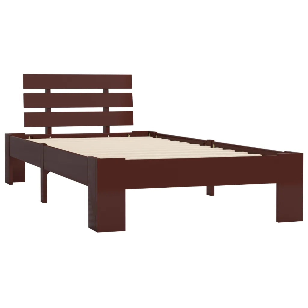 Letto singolo | Letto per adulti | Giroletto senza Materasso Marrone Scuro 90x200 cm Legno Pino