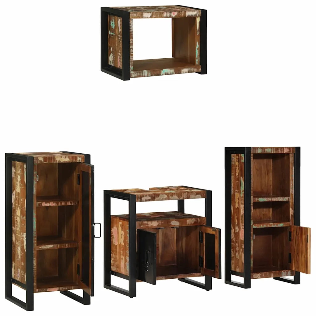 Set di mobili per il bagno 4 pcs Legno Recuperato Massello