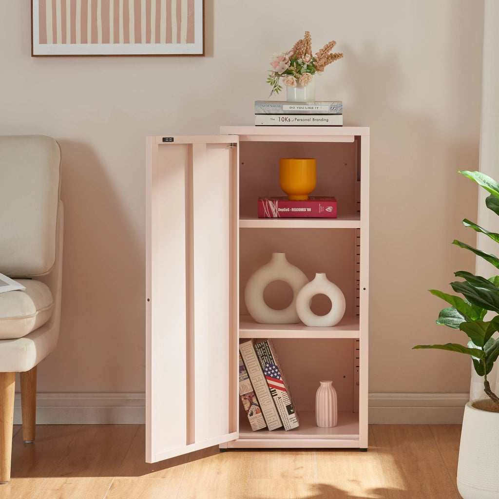 Armadio a Colonna Burlöv in Metallo Mobile per Archivio 88 x 40 x 35 cm Rosa [en.casa]