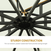 Gazebo da Giardino Ø3,5x2,75m con Tende in Acciaio e Poliestere Bianco