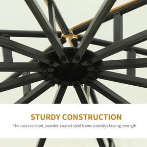 Gazebo da Giardino Ø3,5x2,75m con Tende in Acciaio e Poliestere Bianco