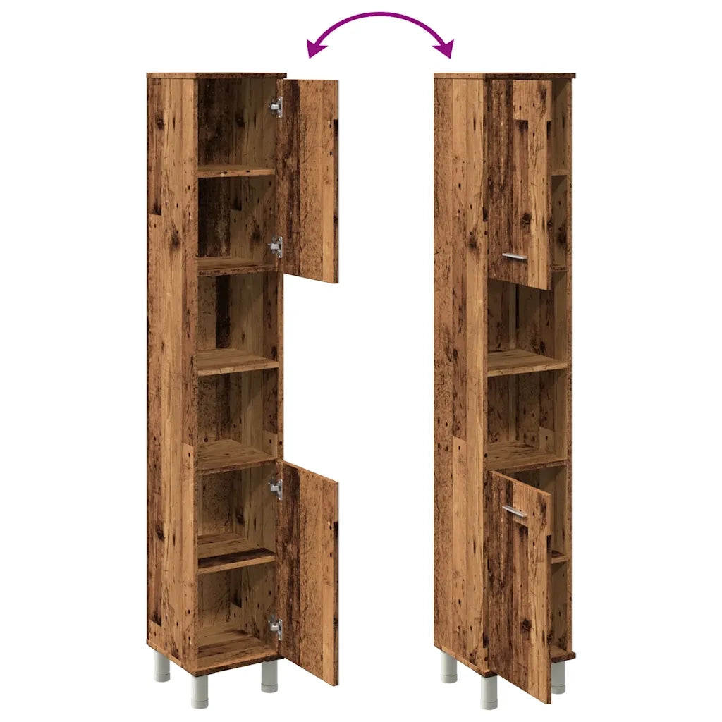 Mobile da Bagno Legno Antico 30x30x179 cm in Legno Multistrato