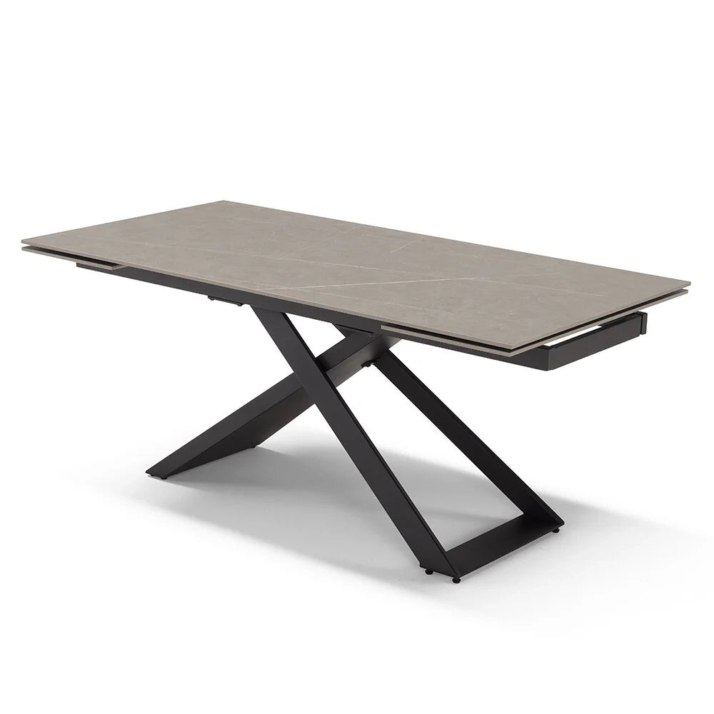Tavolo allungabile da pranzo Pietra Grigia 180x90 HIDRA fino a 260 CM per sala da pranzo, cucina e soggiorno, design moderno con top in grès ceramico