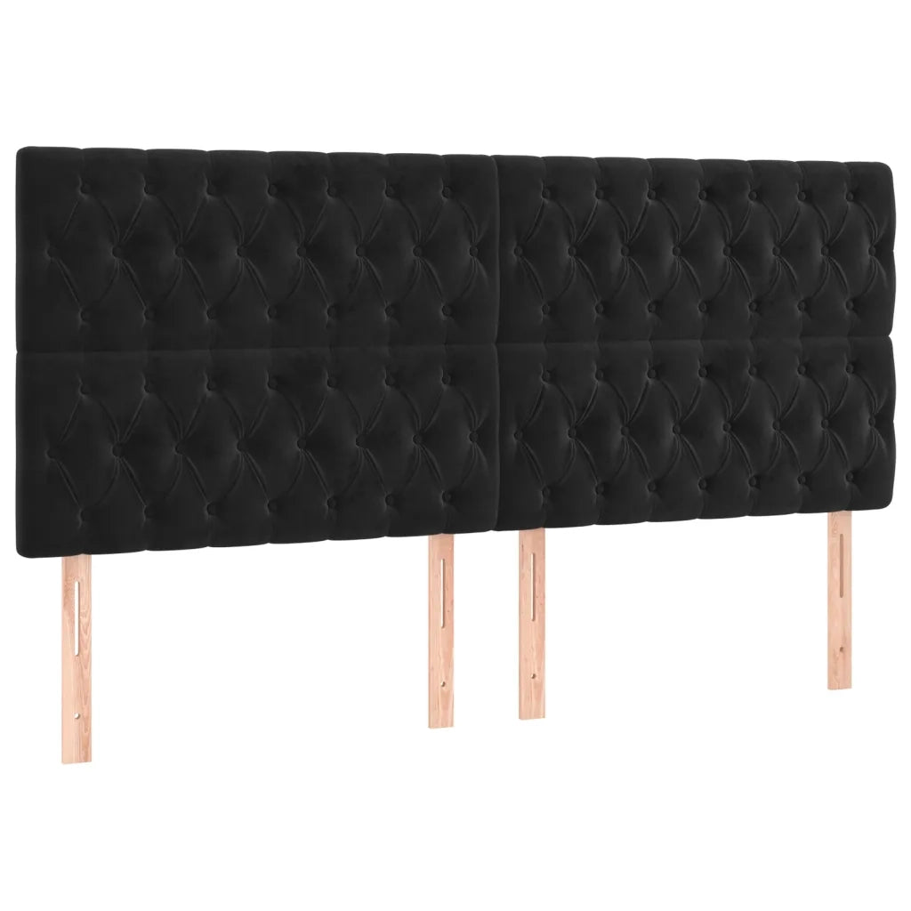 Letto a Molle con Materasso e LED Nero 200x200 cm in Velluto