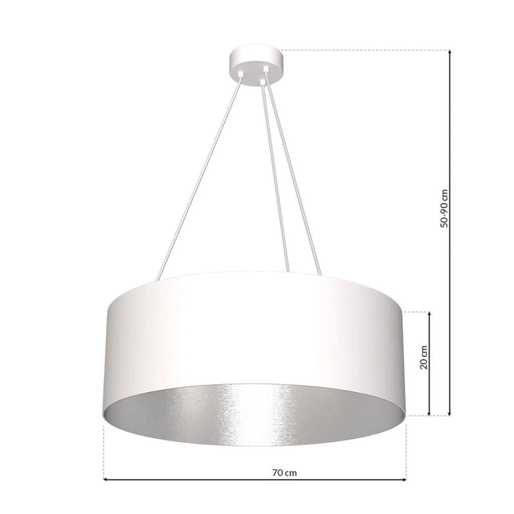 Lampadario a sospensione Milagro Robin 3xE27 bianco argento