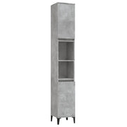 Mobiletto da bagno moderno 30 x 30 x 190 cm con 2 ripiani e gambe in metallo in legno grigio cemento 02_0048400