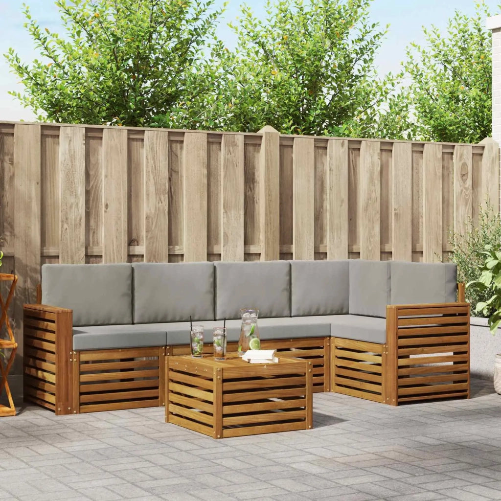 Set divano sezionale con cuscino 6 pcs Grigio Naturale e Chiaro 3374856