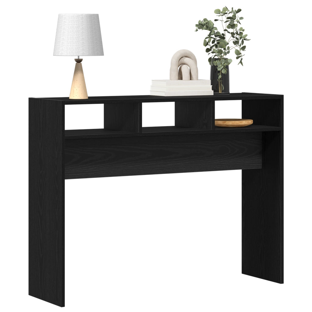 Tavolo Consolle Nero Rovere 105x30x80 cm in Legno Ingegnerizzato