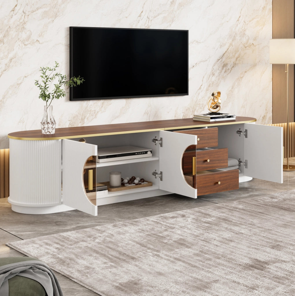 Mobile TV con 3 cassetti e 3 ante 180x40x46 cm in MDF bianco