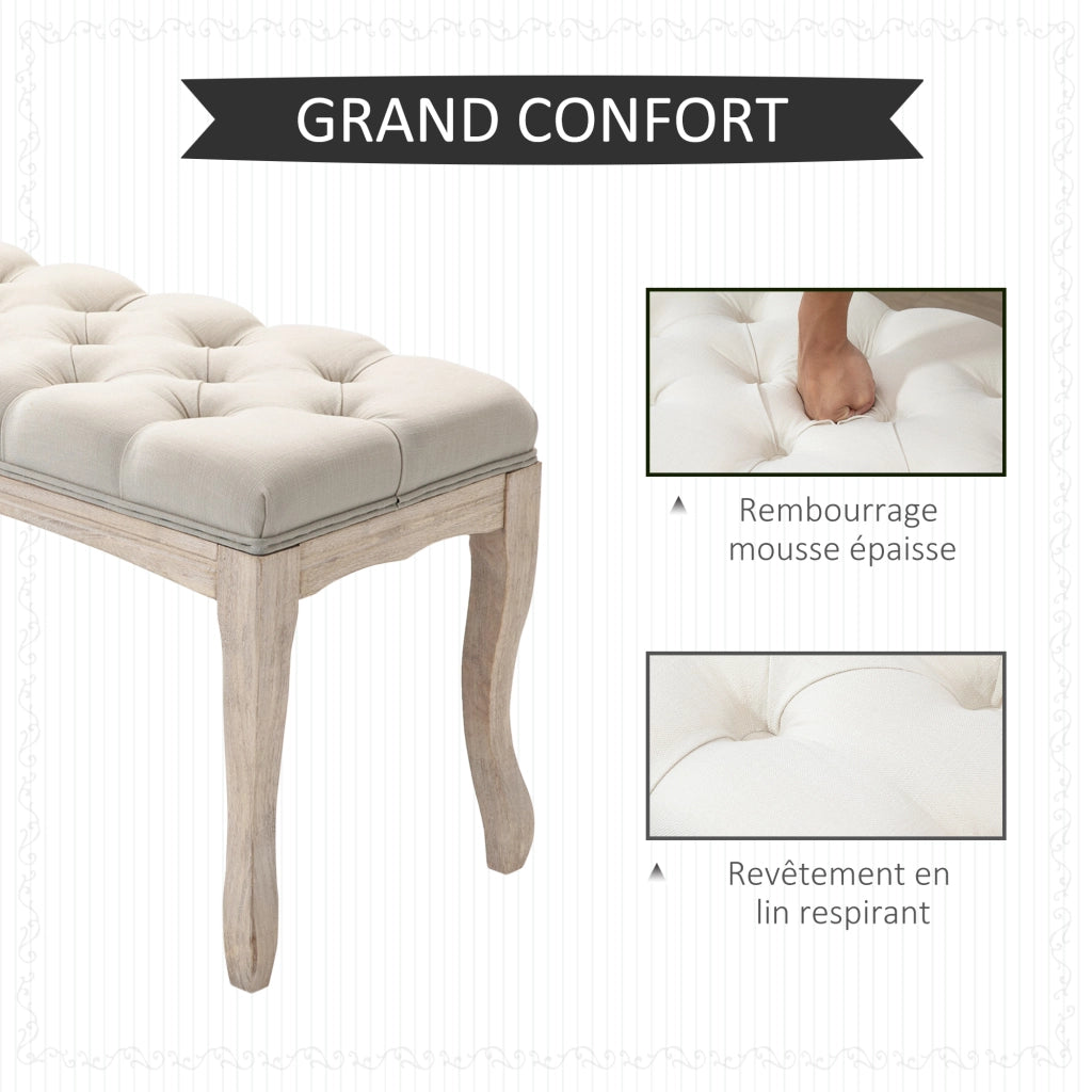 Bancale letto imbottito in lino con testiera ¨C zephmum ¨C beige 110 cm