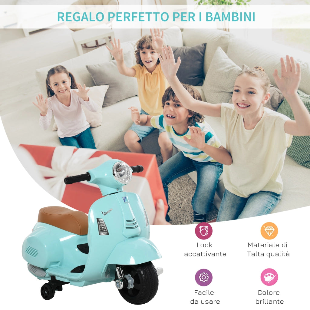 EasyComfort Moto Elettrica per Bambini 18-36 mesi con Licenza Ufficiale Vespa, Fari e Clacson, 66.5x38x52 cm, Verde