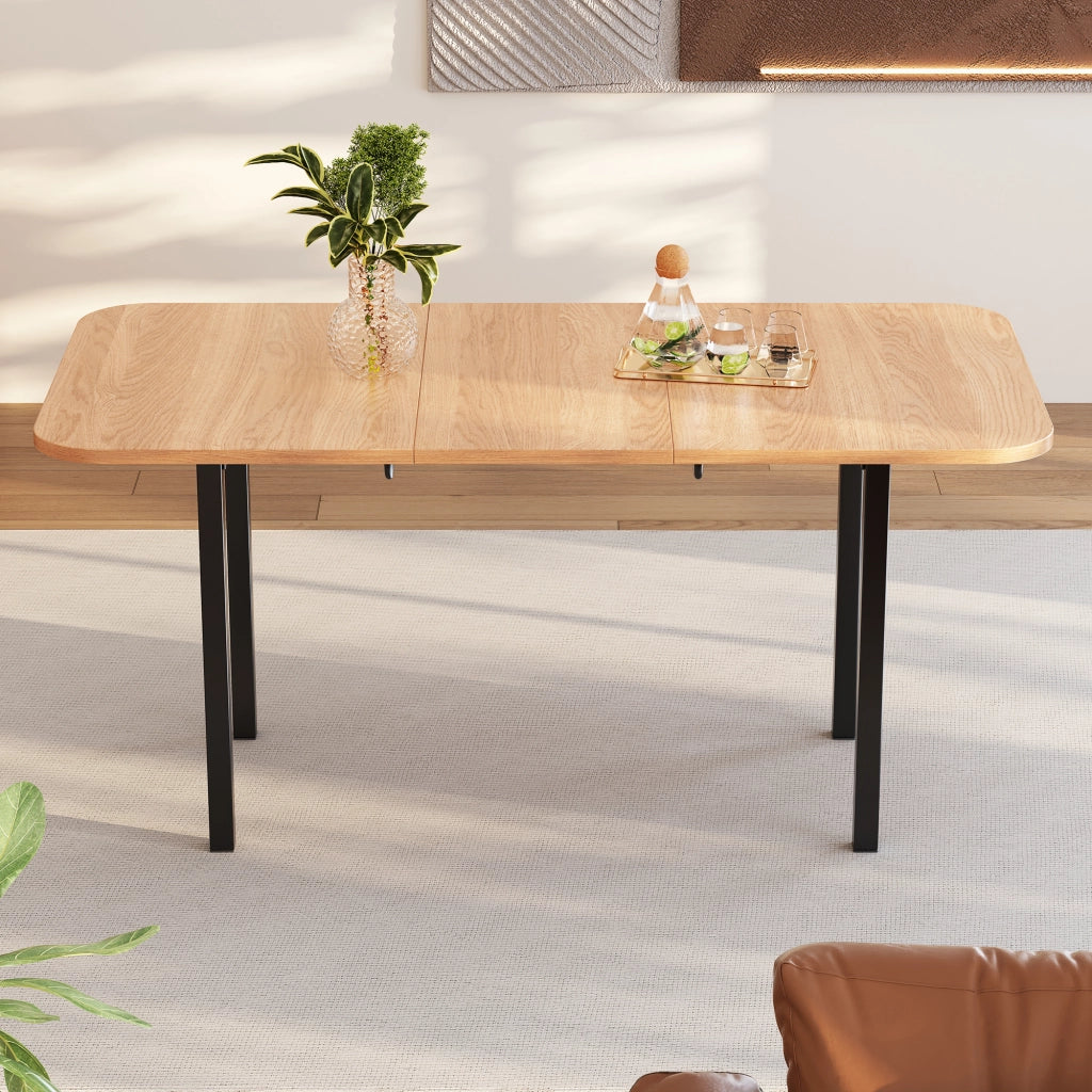 Tavolo da pranzo allungabile con estensione da 120 a 160 cm; 60 kg; per 4-6 persone; in MDF; rovere bianco