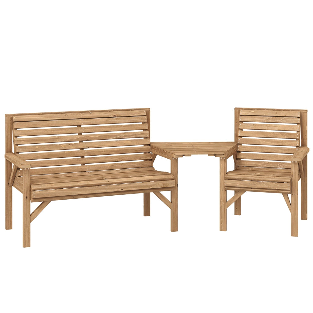 Set di sedie da giardino da 3 set di mobili da balcone con foro per parasole sedia da giardino panca tavolo rimovibile 121x65x90 cm in legno naturale