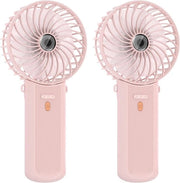 Ventilatore portatile mini 2 pezzi con caricamento USB con 4 velocità - 5,5-16 ore di tempo di funzionamento - Rotazione 180° - Ventilatore pieghevole piccolo per casa ufficio viaggio - Rosa