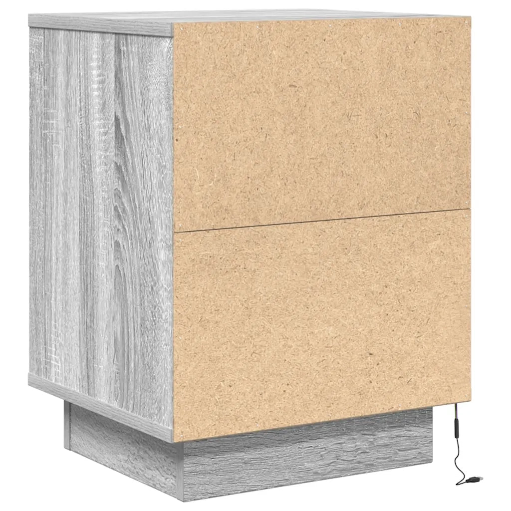 Comodini con Luci a LED 2 pz Grigio Sonoma 38x34x50 cm