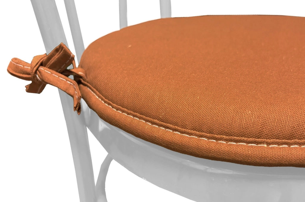 Set 4 Cuscini Sedia Cotone Rotondi Morbidi Universali Eleganti Coprisedia Tondo - Marrone