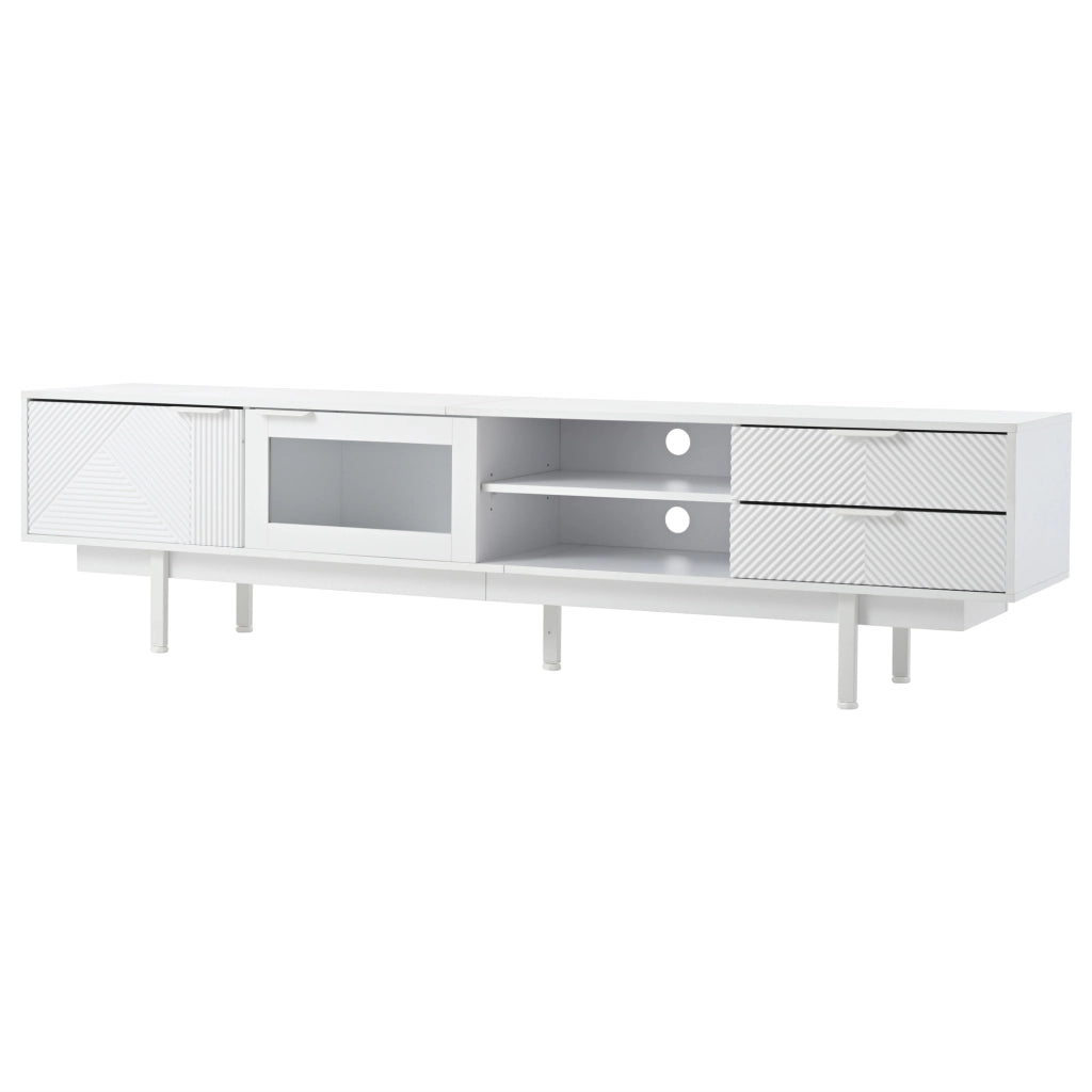 Mobile TV con 2 Ante e 2 Cassetti ¨C MINIMAL ¨C Bianco, 200x40x50.5 cm