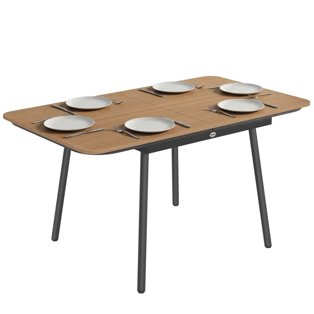 Tavolo da pranzo esterno ¨C zephmum ¨C 140x80 cm, teak, effetto legno, WPC, 6 posti
