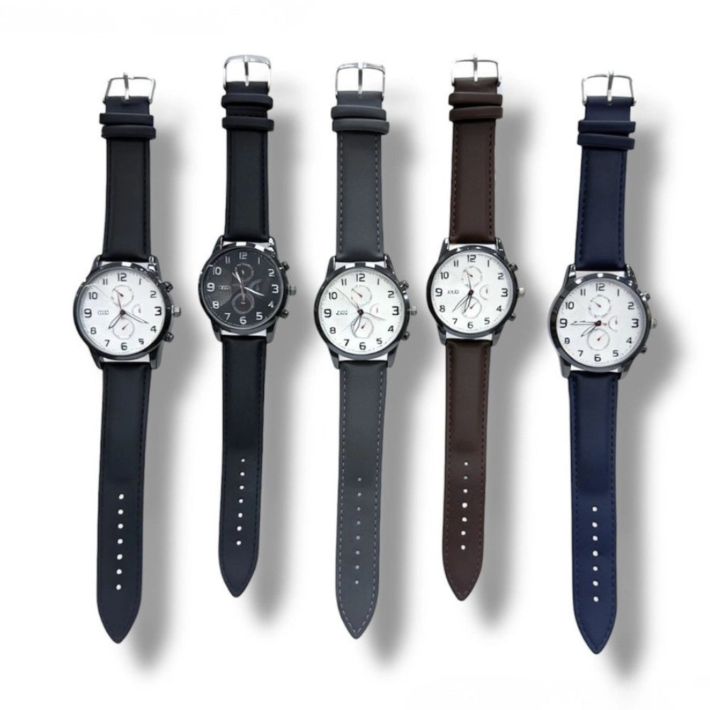 Trade Shop - Orologio Uomo Cronografo 43 Mm Impermeabile Cinturino Stile Pelle Elegante Casual -