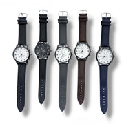 Trade Shop - Orologio Uomo Cronografo 43 Mm Impermeabile Cinturino Stile Pelle Elegante Casual -
