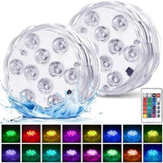 Due Lampadine LED Acquatiche Rondiche - 1,5V - Classe di Efficienza A+ - Adatte per Acquario, Laghetto, Piscina, Festa, Matrimonio, Vetrina & Decorazione