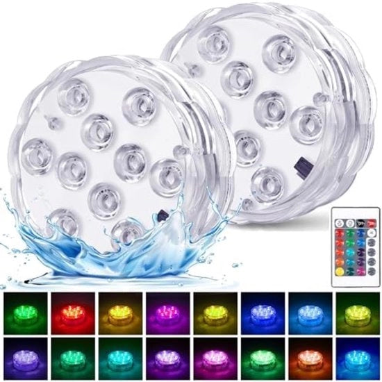 Due Lampadine LED Acquatiche Rondiche - 1,5V - Classe di Efficienza A+ - Adatte per Acquario, Laghetto, Piscina, Festa, Matrimonio, Vetrina & Decorazione