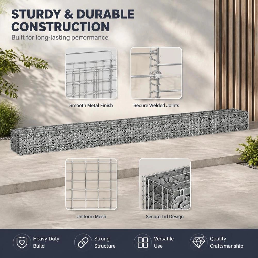 Gabion Raised Bed Galvanized Steel 360x30x30 Cm