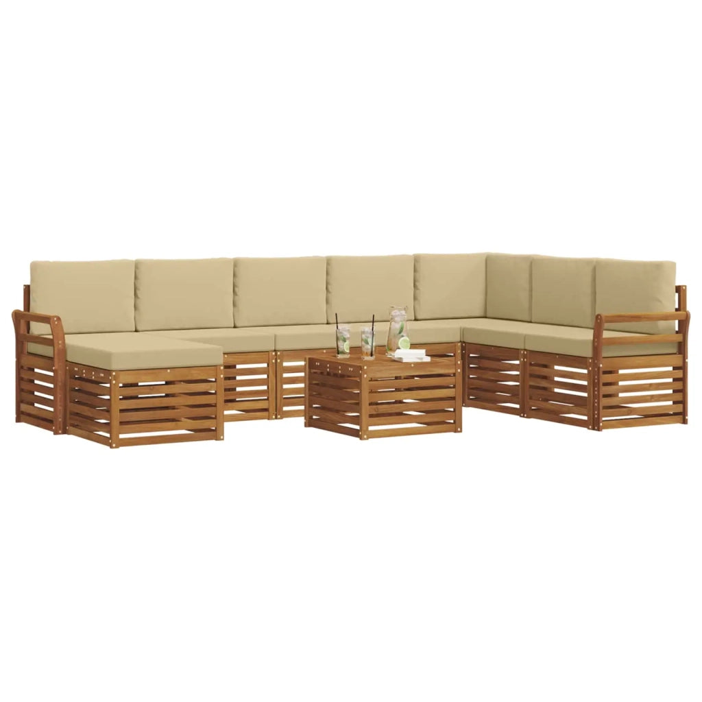 Set divano sezionale con cuscino 9 pcs Naturale e Beige 3375333