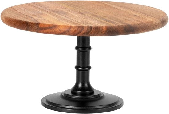 Supporto per torte in legno a un livello - piedistallo in quercia - duraturo - diametro 25 cm - altezza complessiva 15 cm