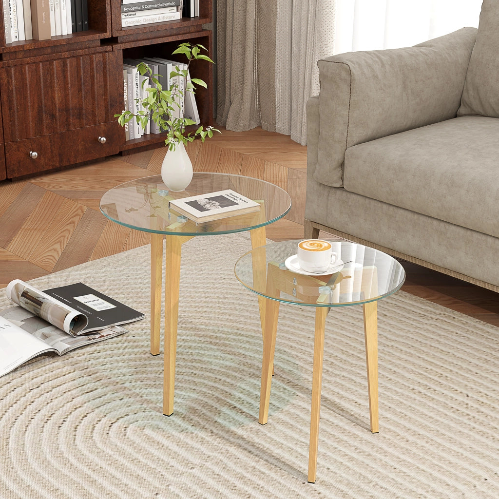 Set Tavolini Moderni ¨C zephmum ¨C Vetro Temperato Acciaio 50x45 40x40