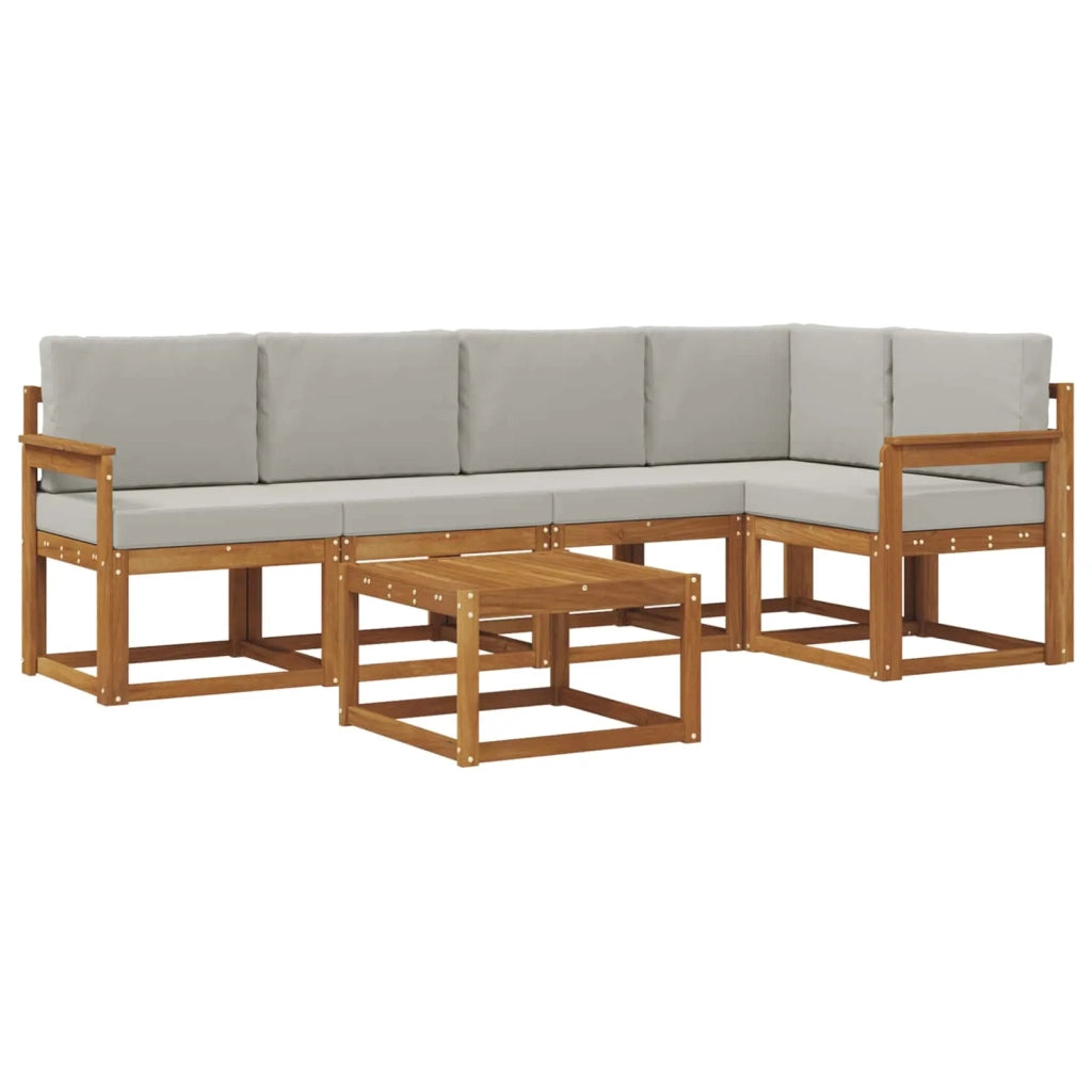 Set di divani da esterno 6 pcs Grigio Naturale e Chiaro