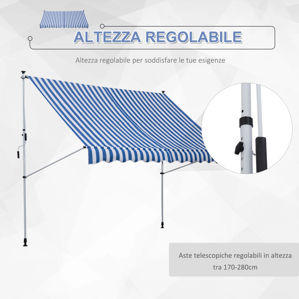 Tenda da Sole a Bracci ¨C zephmum ¨C Bianco e Blu 3x1.5m