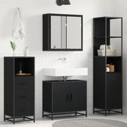 Set di mobili per il bagno 4 pcs Rovere Nero Legno multistrato
