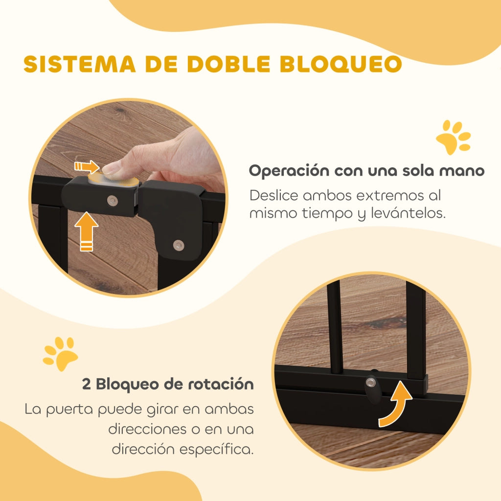 Barriera per Animali con 3 Estensioni Montaggio a Pressione ¨C Zephmum ¨C Nero 75-145x76 cm