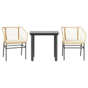 Set da Pranzo da Giardino 3pz | Set Salotto da Giardino con Cuscini Polyrattan Vetro