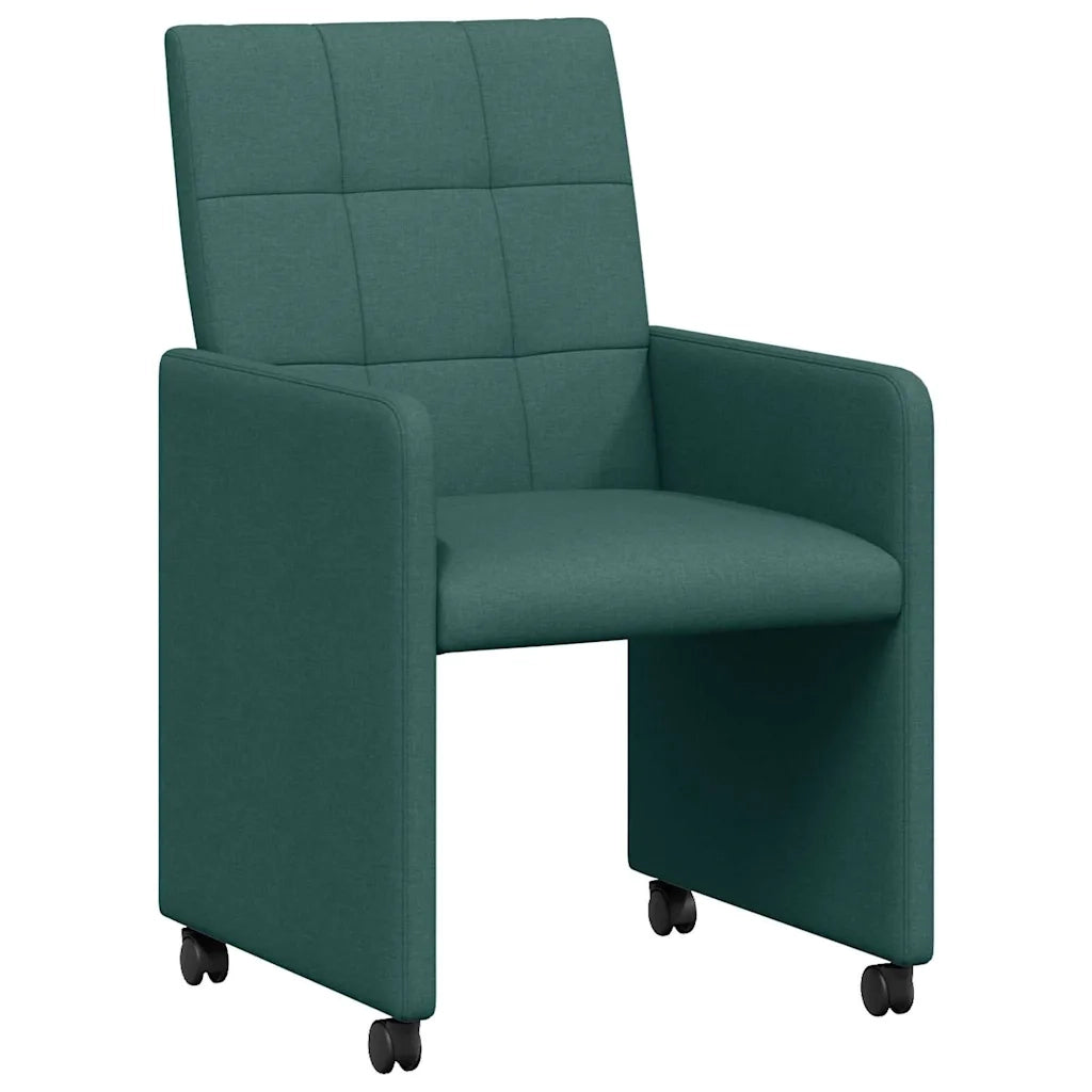 Sedie da Pranzo con Ruote 2 pcs Verde scuro 58 x 65 x 94 cm 42017834