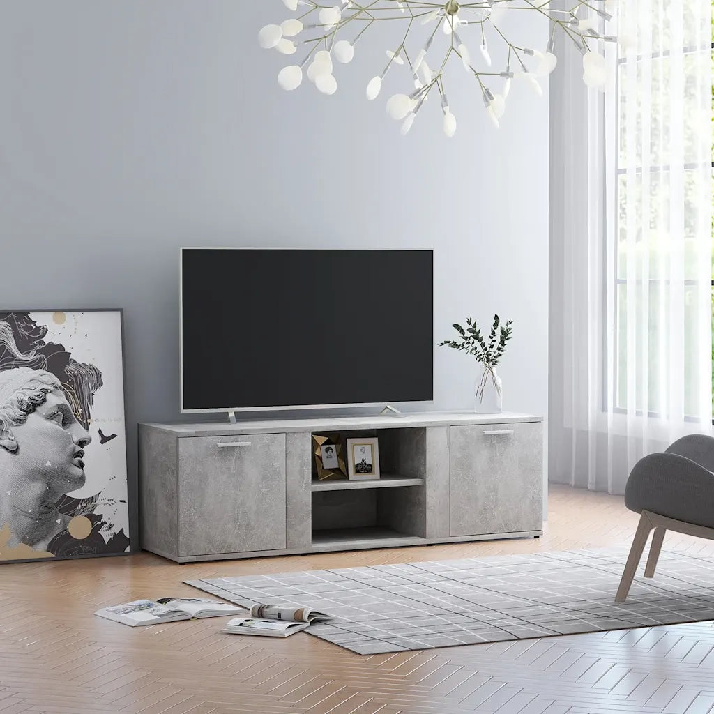 Mobile Porta TV Grigio Cemento 120x34x37cm in Legno Multistrato 801165
